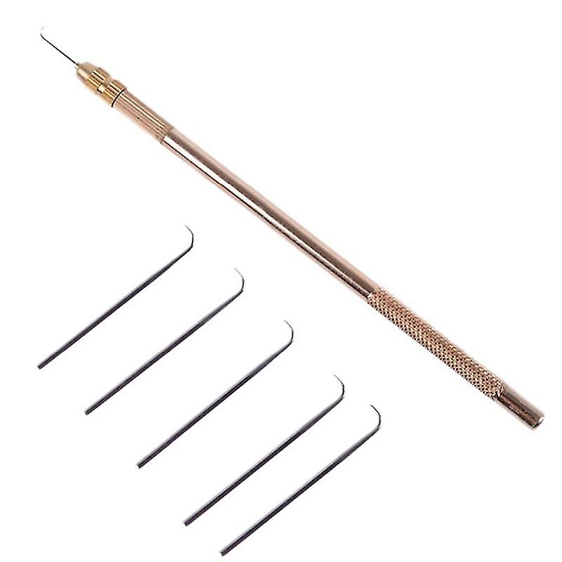 Βελονάκι περούκας 5pcs βελόνες εξαερισμού +1 κάτοχος ορείχαλκου για τη δαντέλα περούκα βελόνα hairpiece κόμπος γάντζο Se