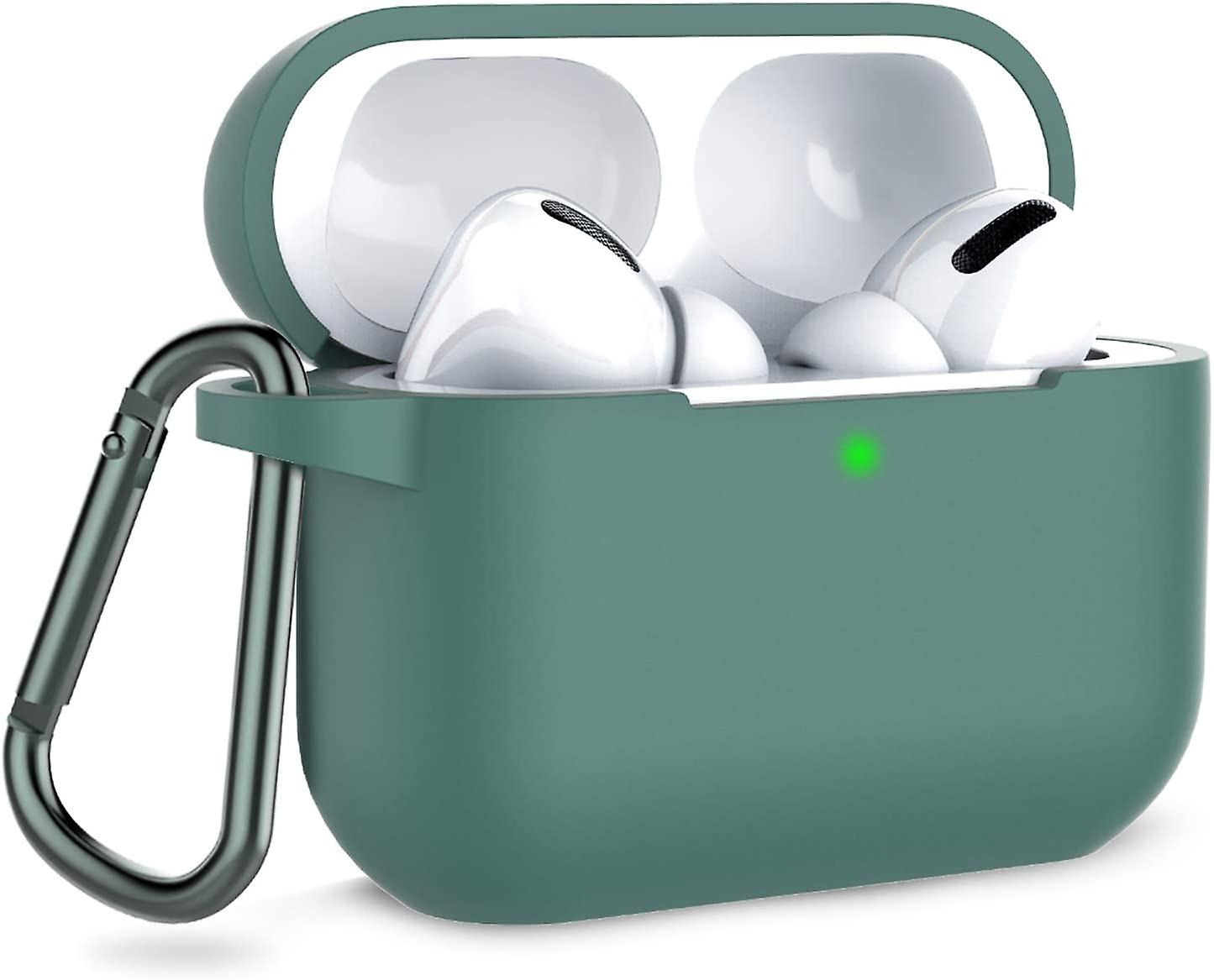 غطاء غطاء غطاء Airpods Pro ، غطاء سيليكون واقي من القهوة مع سلسلة مفاتيح ل Apple Airpod Pro ، أخضر غافوري [مسجل في براءة اختراع]