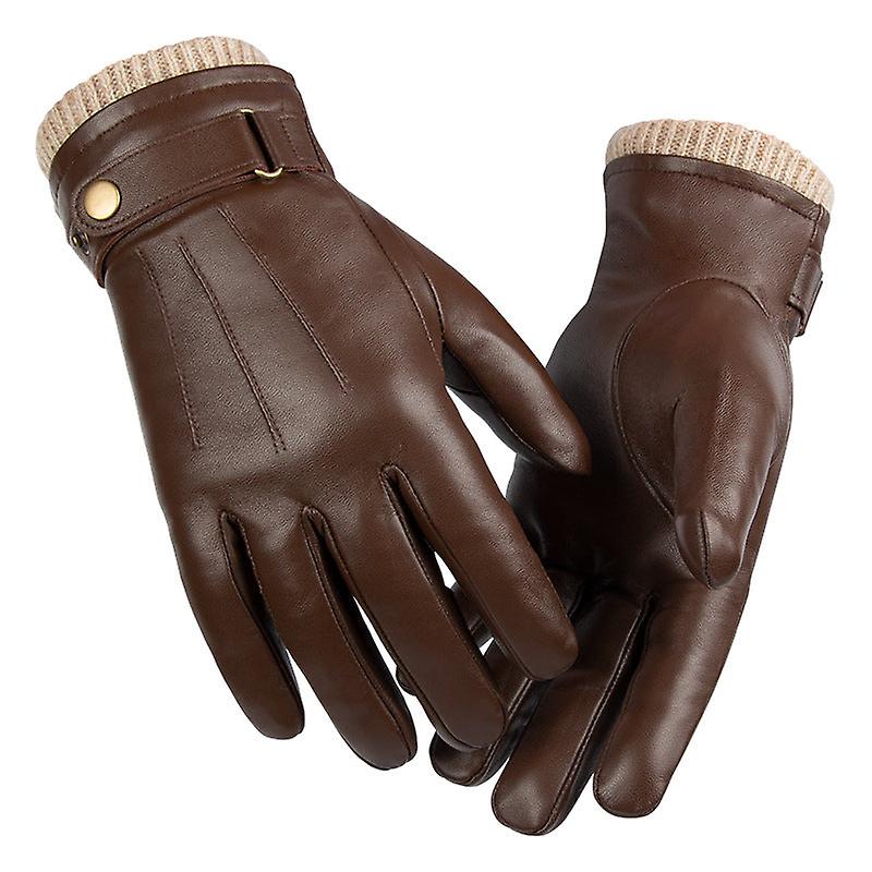 Winter Sheepskin Thermal Gloves Outdoor Sports Business Driving Leather Gloves Men's Fleece-lined Windproof