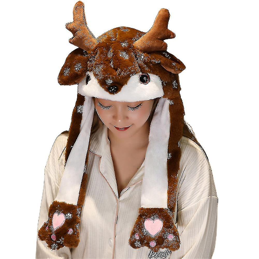 חג המולד ארנב אוזניים נע כובע קפיצה חם מצחיק חמוד כובע קטיפה מתנות