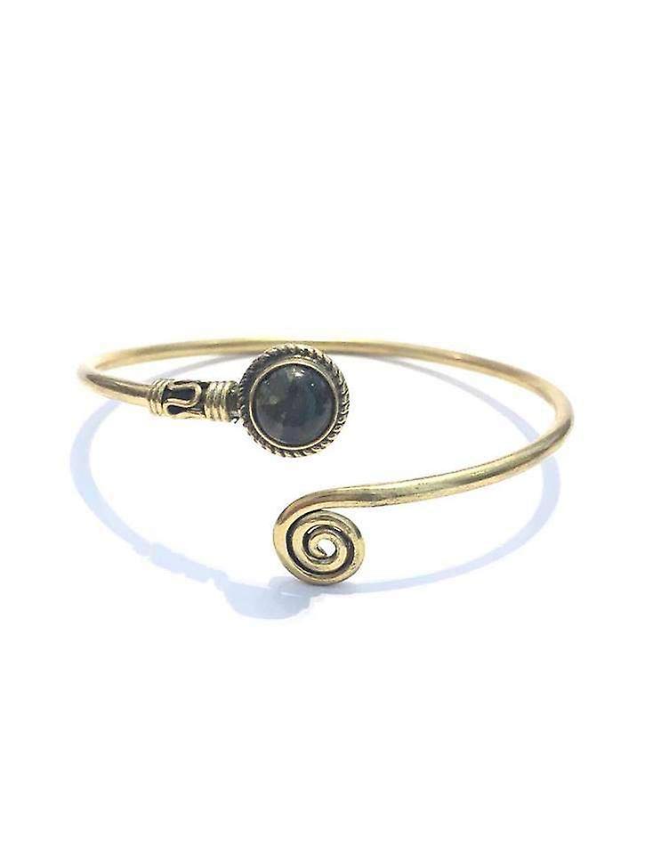 Curled Bangle Bracelet With Stone.