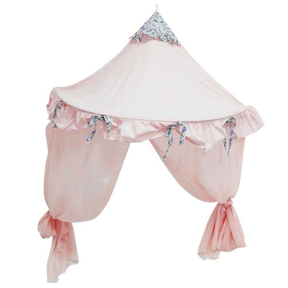 Kids Bowknot Canopy Bed With Hanging Mosquito Net Play Tent