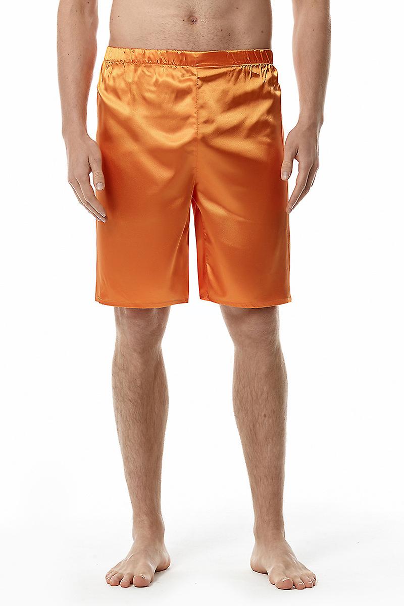 חדש בגדי ריקוד גברים בצבע טהור מכנסי פיג'מת משי מידות אירופאיות מכנסיים קצרים יום יומיים חיקוי מכנסי משי