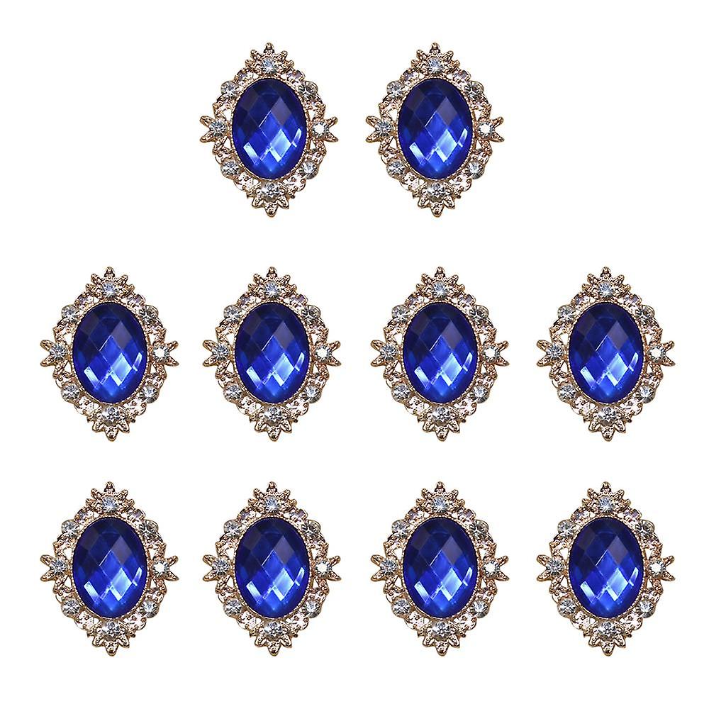 10 stk Rhinestone flate bakperler knapp utklippsbok utsmykning Royalblue