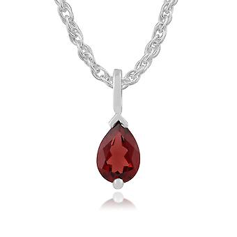 Classic Pear Garnet Pendant Necklace in 9ct White Gold 25667