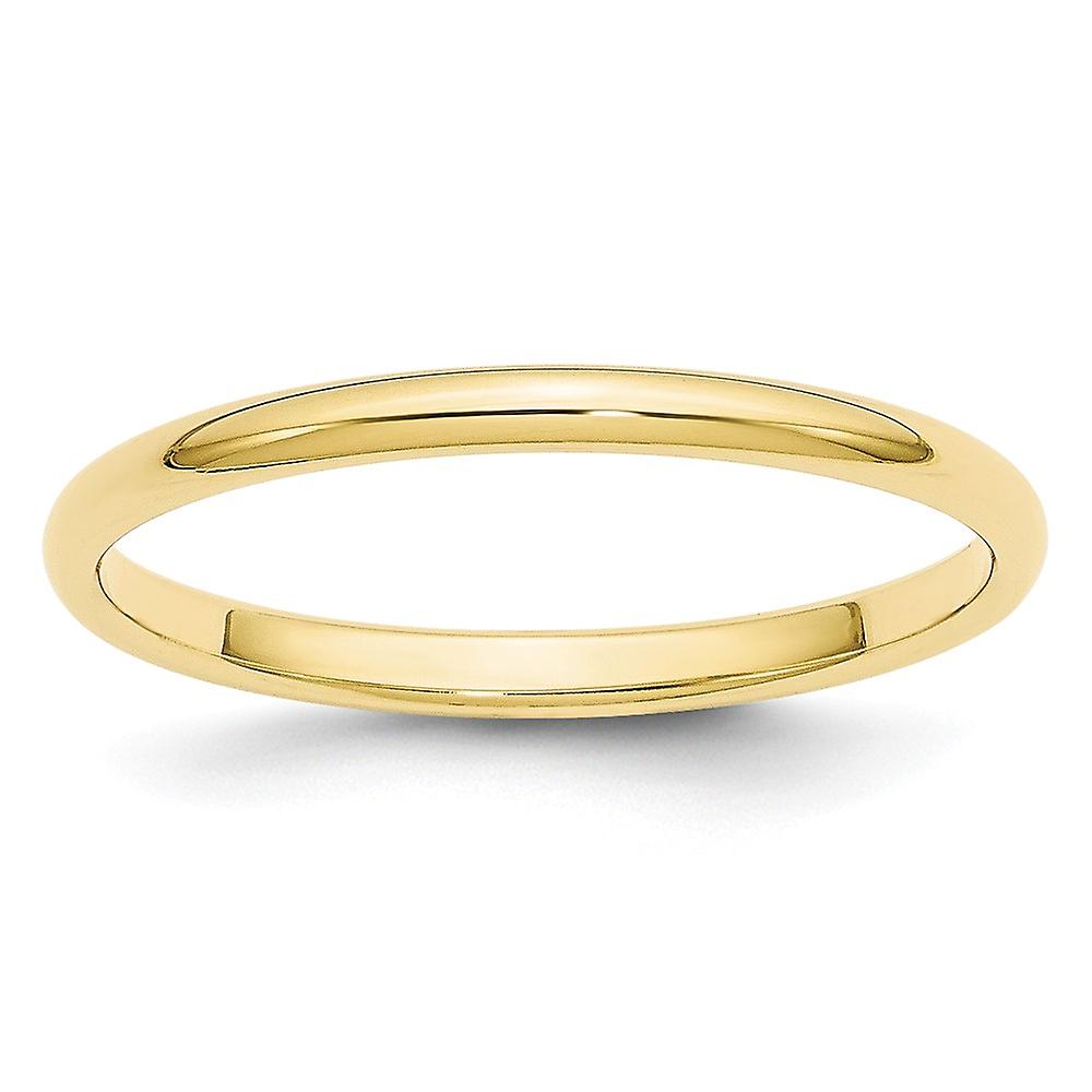 10k Yellow Gold Solid Polished 2mm Half Round Band Ring-Band Style-Ring for Women and Men - Ring Size: 4 to 14