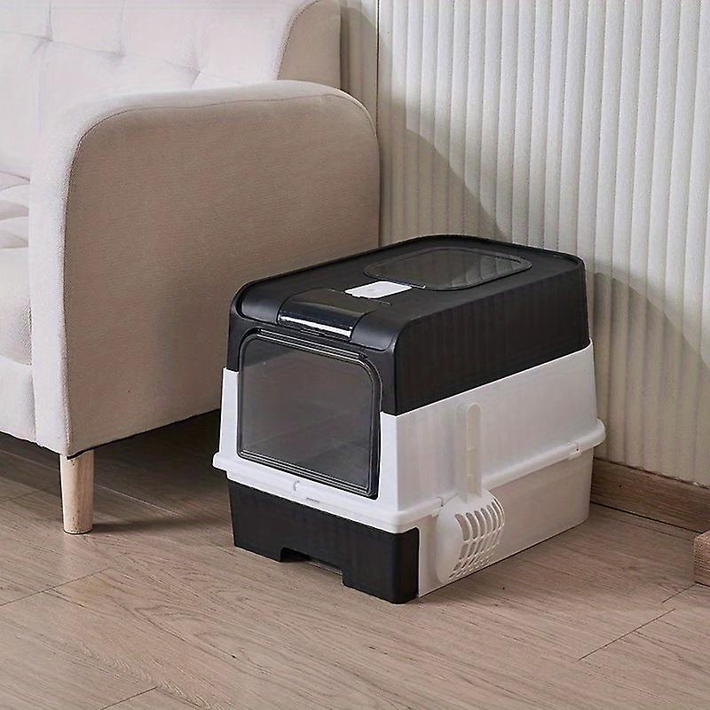 Foldable Enclosed Cat Litter Box With Cover  Easy Cleaning And Anti-splashing Cat Litter Drawer With Plastic Scoop  Portable And Easy To Install Cat T