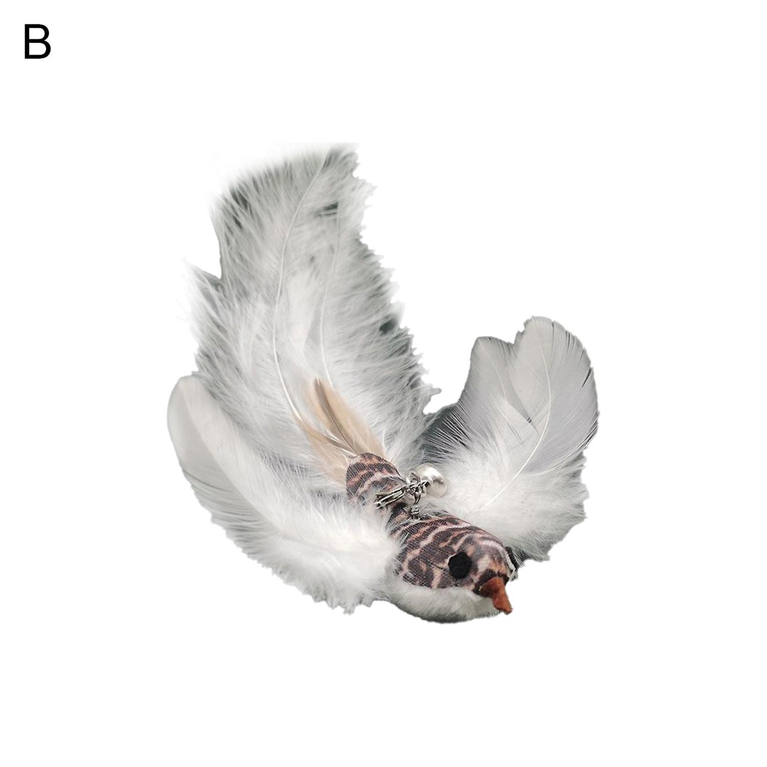 Cat Feather Toy Simulation Bird Stress Relief Portable Cat Feather Chasing Toy Refills with Ring Bel