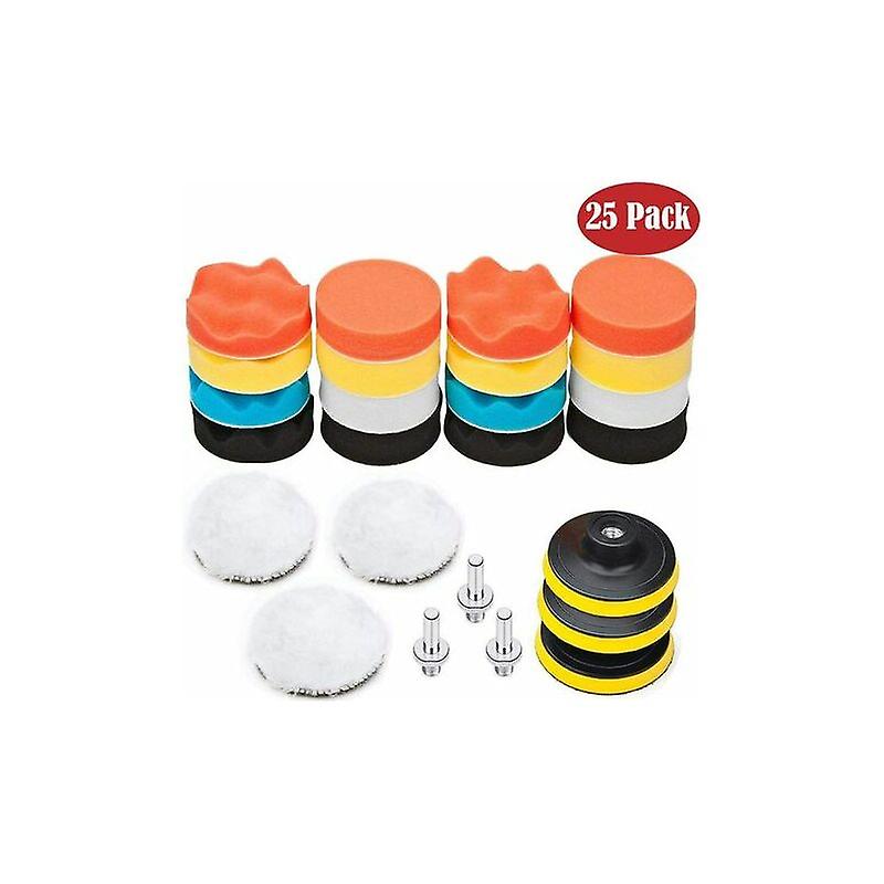 25pcs 3-inch Car Polishing Sponge Buffing Kit with Adapter Kit for Car Buffing Buffing Buffing