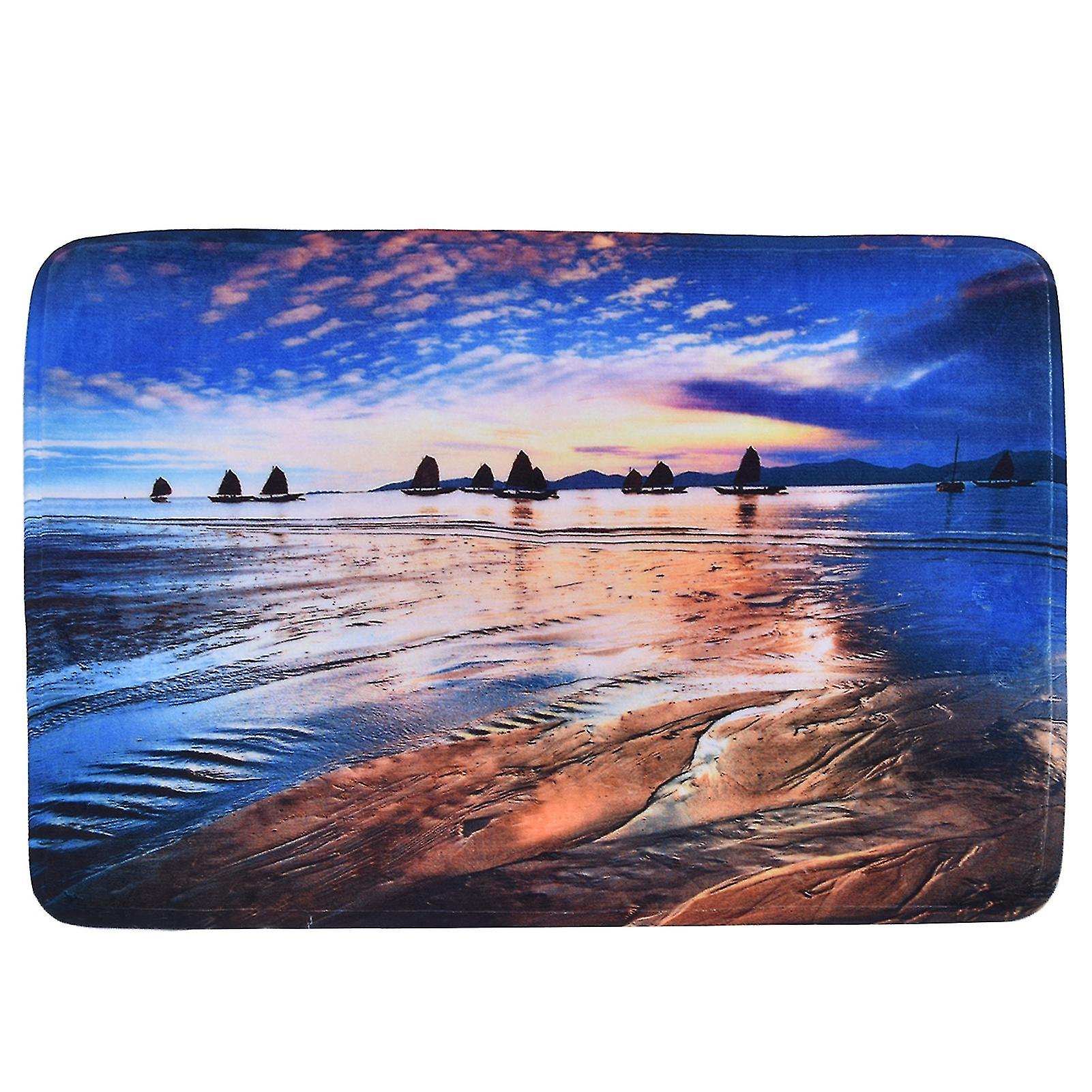 Household Bathroom Floor Carpet Water Absorption Anti Slip Flannel Mat for Door Toilet40x120cm