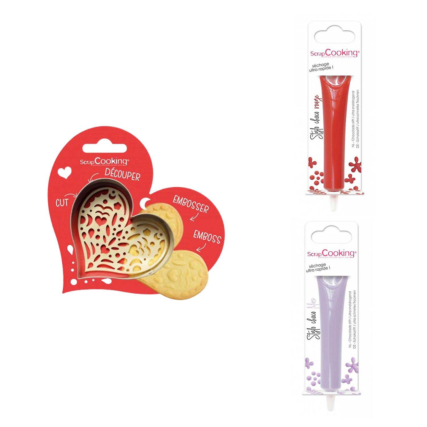 Heart Relief Cookie Kit + 2 Red and Lilac Chocolate Pens