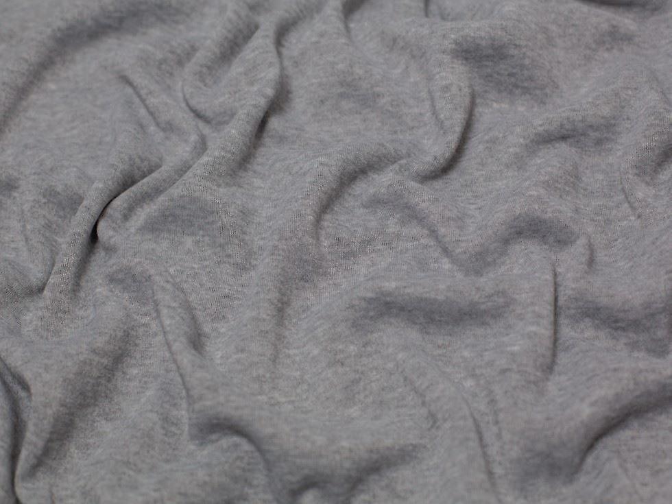 Polyester Fleece Back Sweatshirt Stretch Knit Fabric Silver Grey - per metre