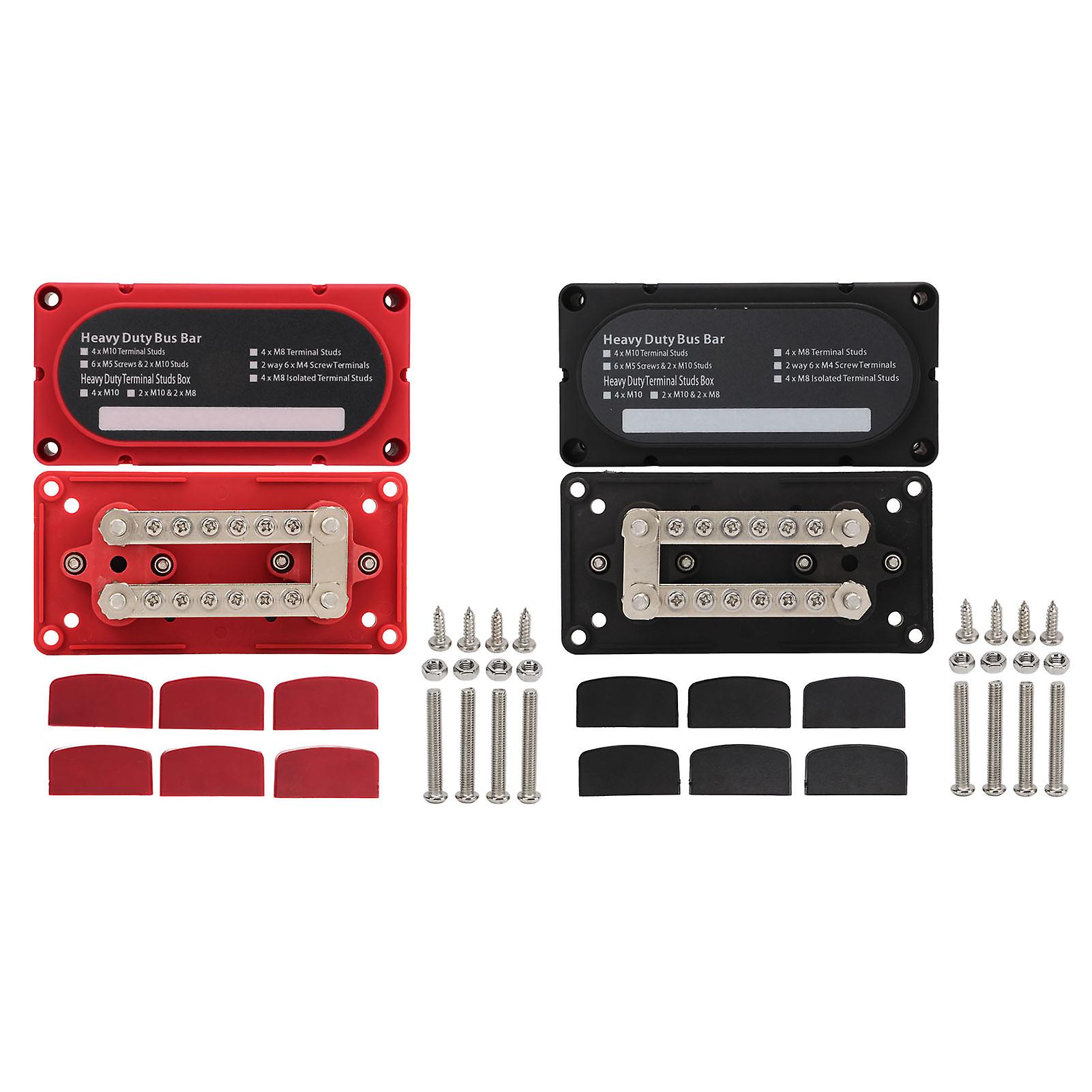 2 Pack Heavy Duty Bus Bar Module with Cover, Flame Retardant, 48V DC, 100A, for Cars, Trucks, RVs, Boats