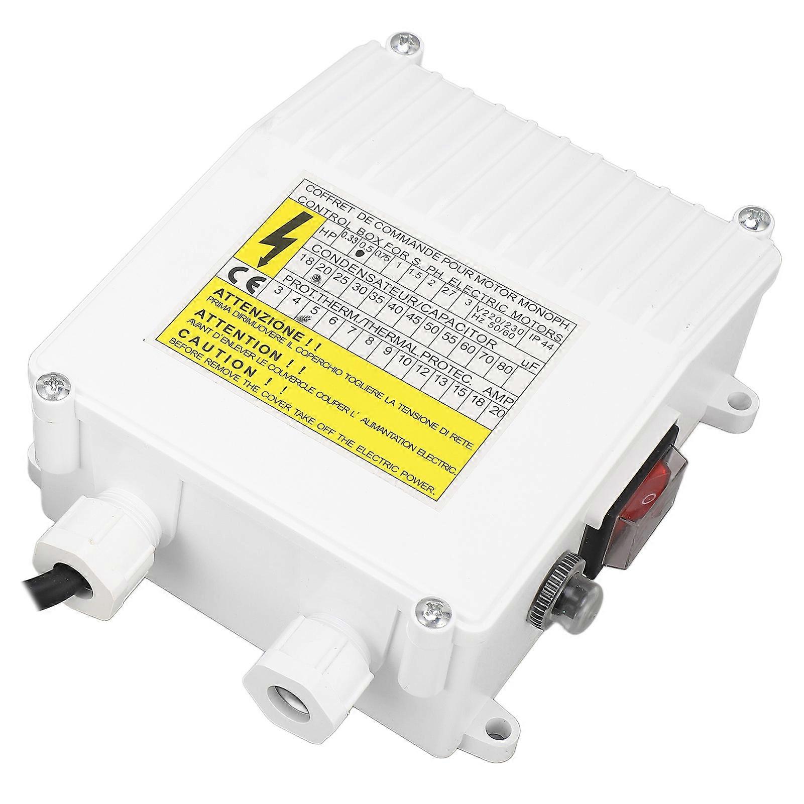 Well Pump Control Box 370W Submersible Pump External Switch Controller with Thermal Protection for Household Industrial EU Plug 220V 