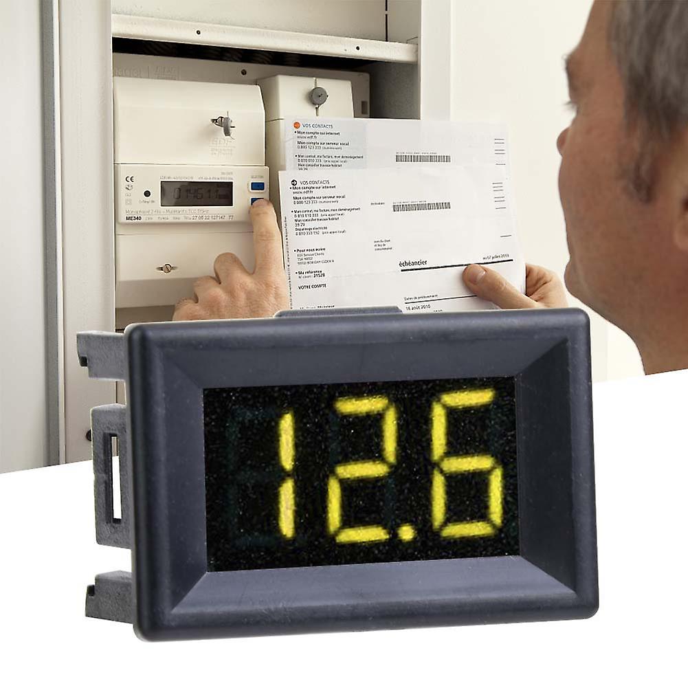 Digital Voltmeter 0.36" Three-Wire DC 0-100V LED Waterproof Yellow