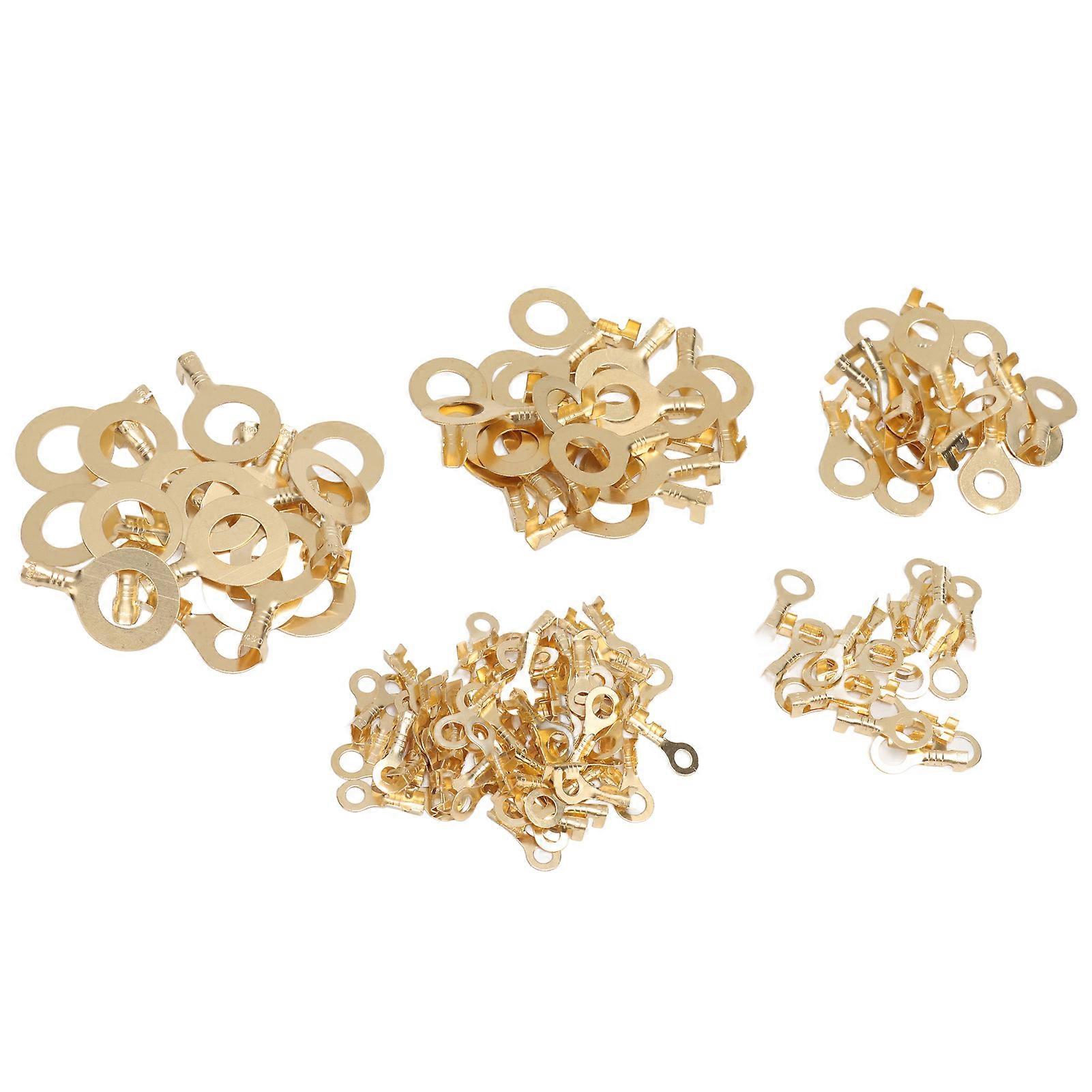 150PCS Ring Terminal Assortment Brass Electric Wire Lugs with Storage Box M3 M4 M5 M6 M8 M10
