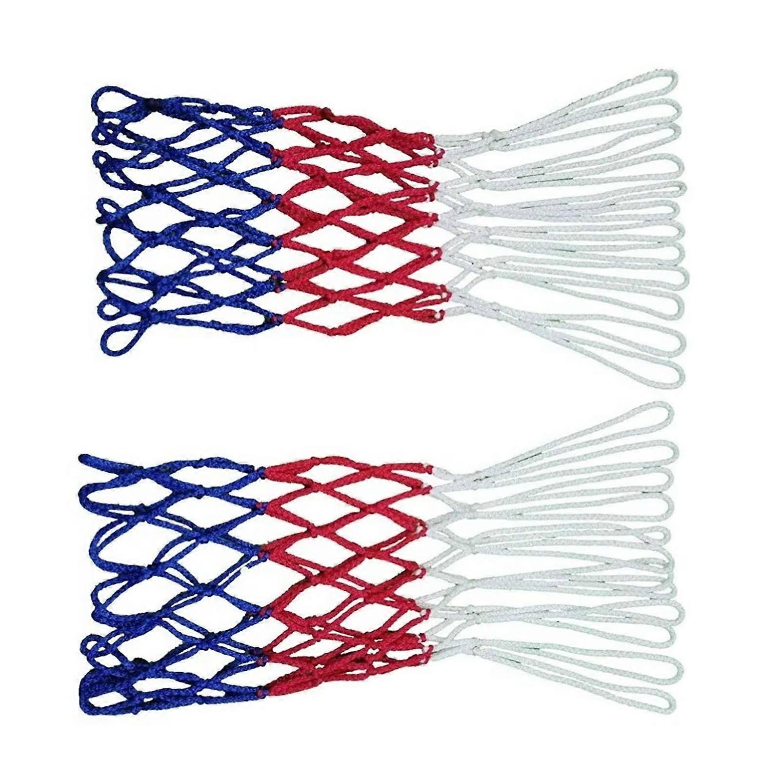 2 Pcs Heavy Duty Basketball Net Replacement Heavy Duty 12 Loops Rainproof Sunscreen for All Weather White Red Blue