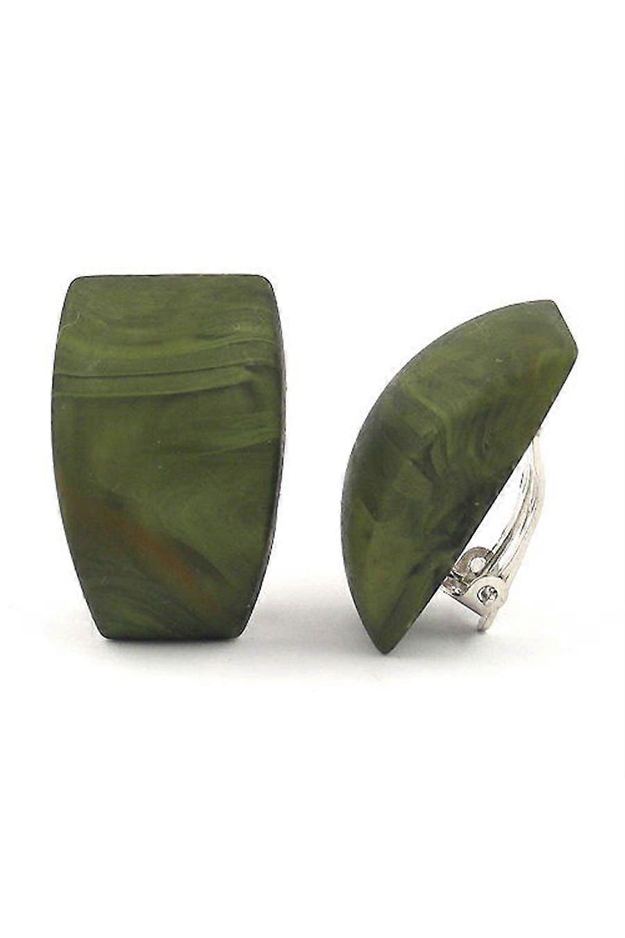 Clip-on Earring Trapezium Green Marbled - Gl02968