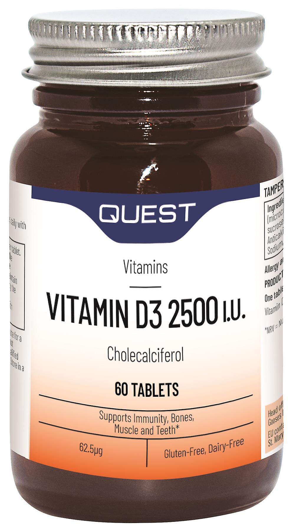 Quest Vitamin D3 - 2500iu - Cholecalciferol - 60 Tablets