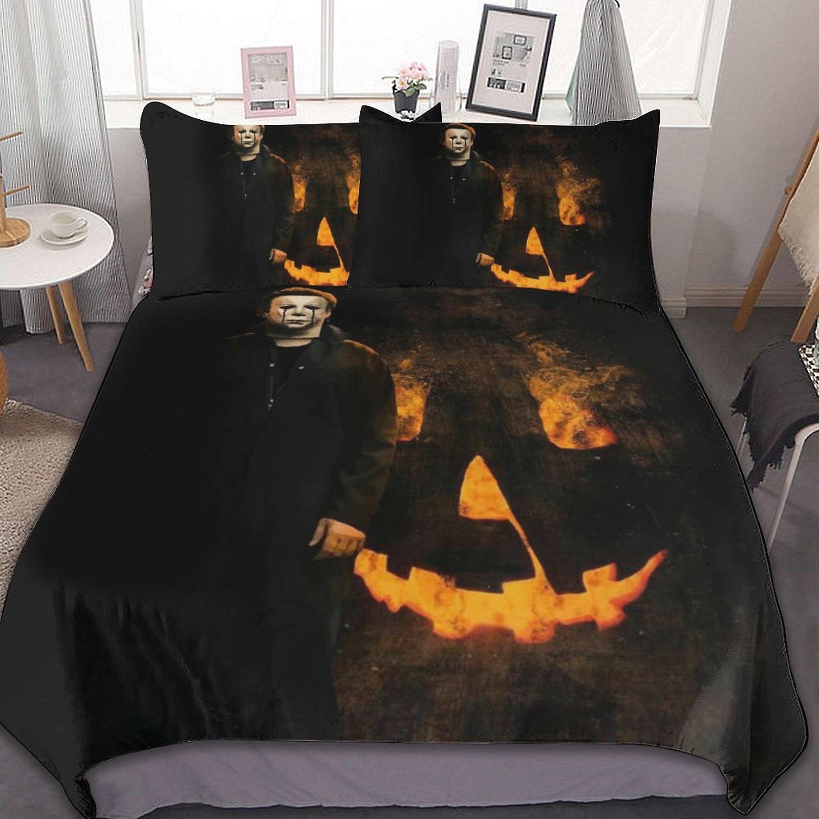 Michael Myers Halloween 3 Pcs Bed Sheets Set Breathable Duvet Cover with 2 Pillow Sham Soft All Seasons Bedding Set