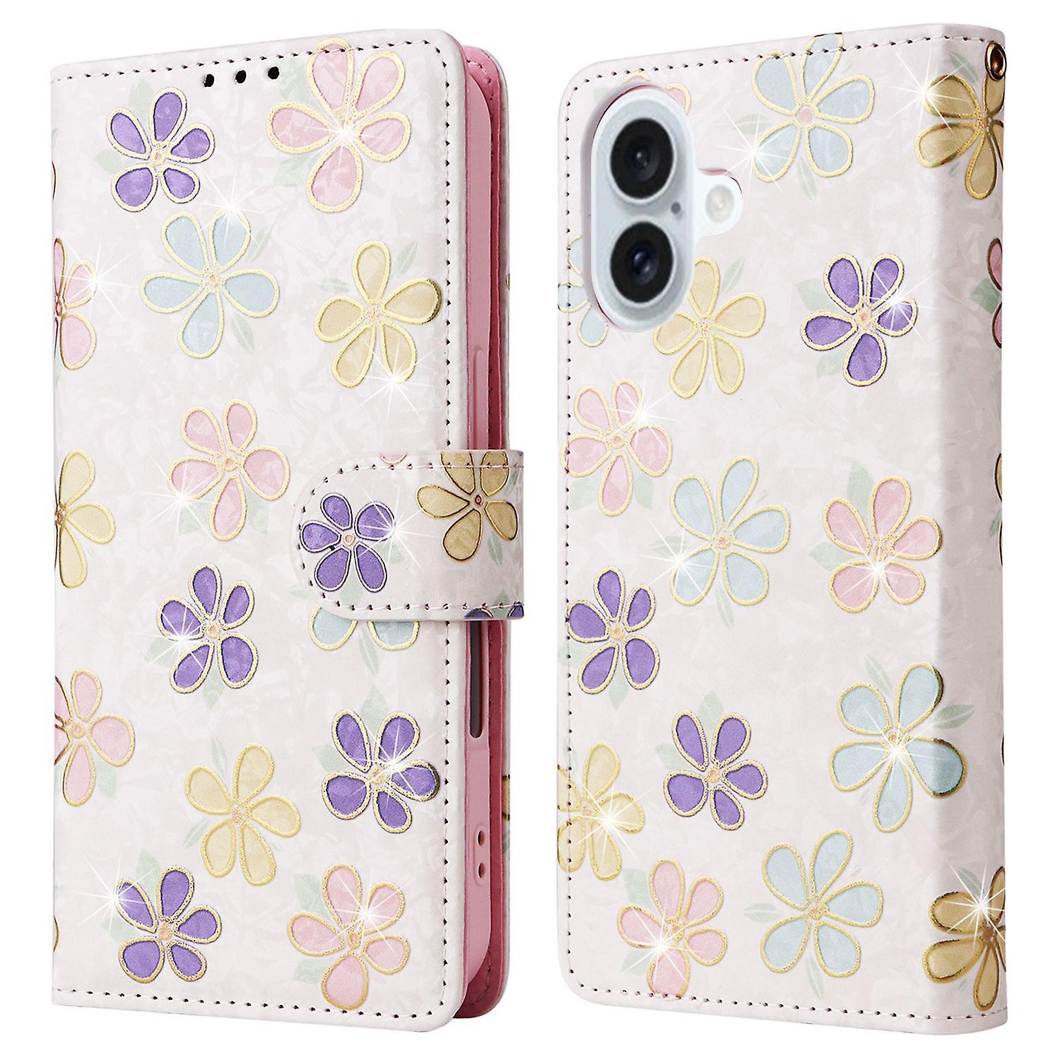 For iPhone 16 Plus Case Lacquered RFID Blocking Wallet Drop-proof PU Leather Phone Cover - Colorful 