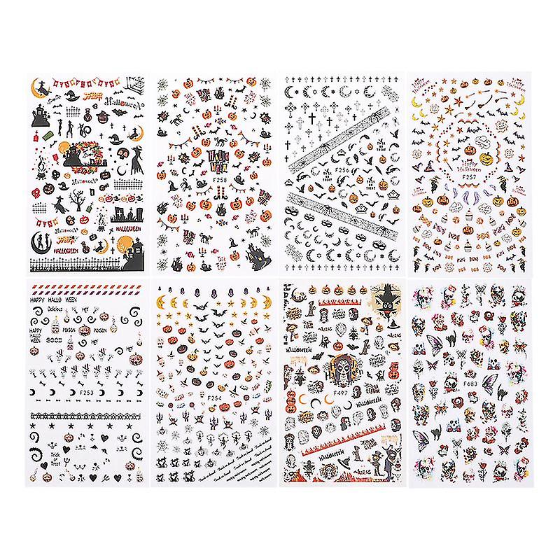 8sheets Halloween Nail Stickers For Halloween Decorations
