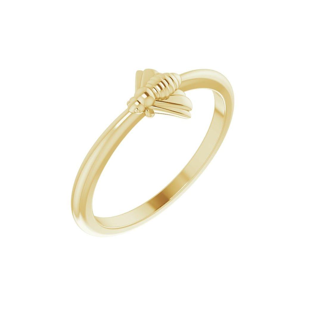 14k Yellow Gold Polished Stackable Bee Ring Size 7-Stackable-Ring for Women - 2.4 Grams