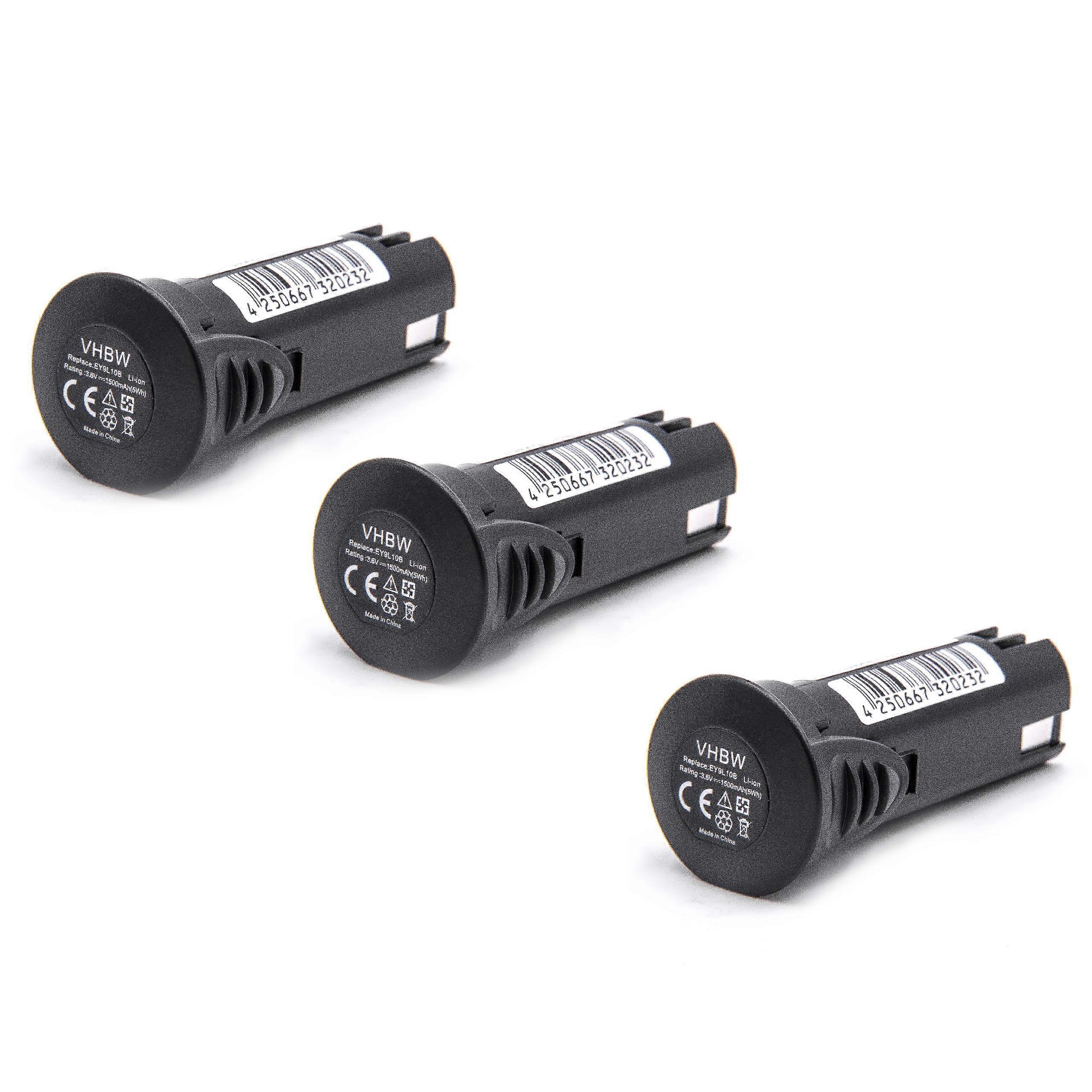 vhbw 3x Akku kompatibel mit Panasonic EY7410LA1C, EY6220NQ, EY3610 LA1J, EY7411LA1S, EY7411LA1C, EY3610, EY7410LA2S Werkzeug (1500 mAh, Li-Ion, 3,6 V)