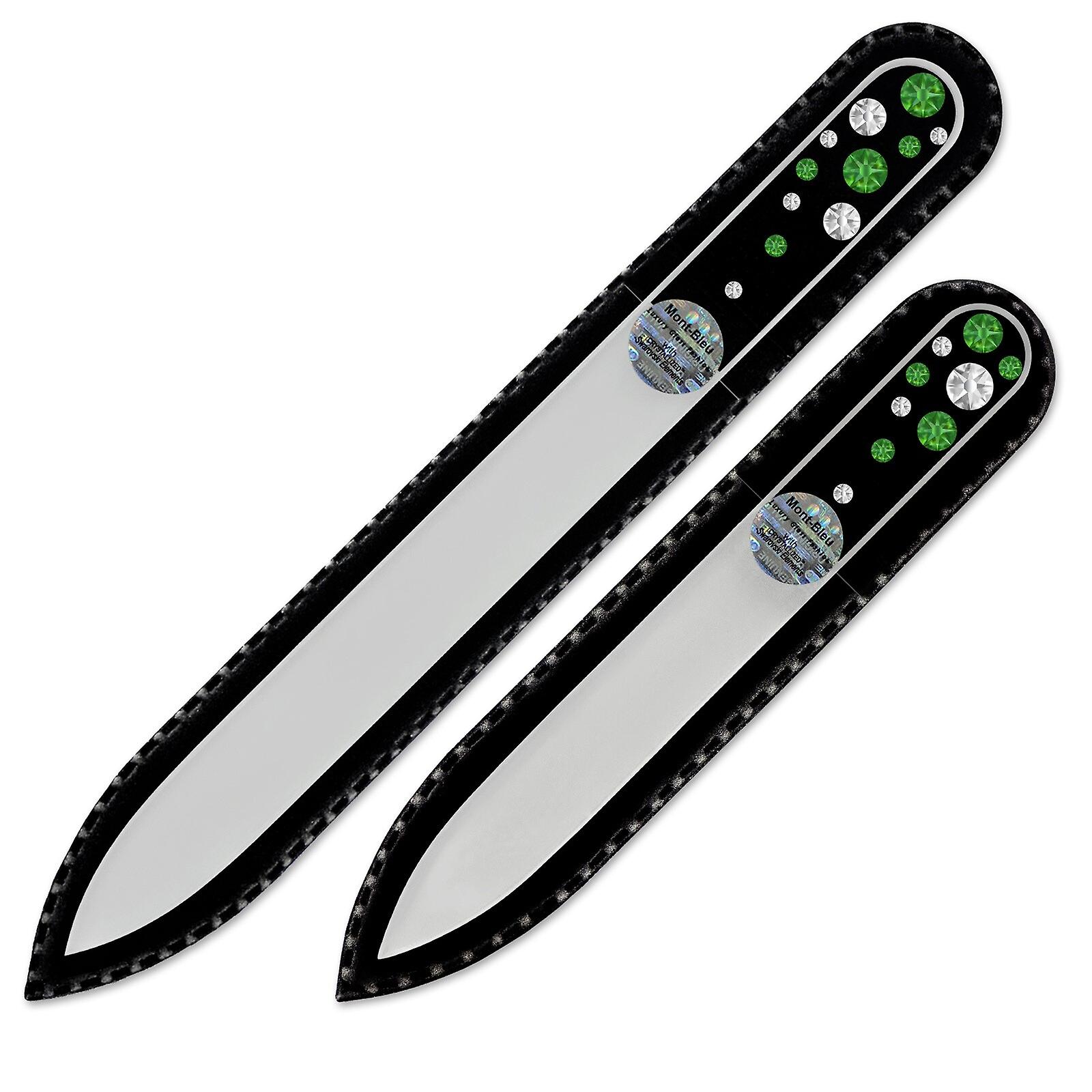 Set of 2 Transparent Crystal Nail Files with crystals W-MS - Fern Green - Crystal