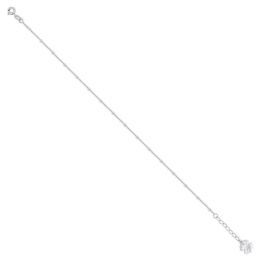 925スターリングシルバー女性ファッションクローバーリーフアンクレット11.7x9.1mmワイドアンクレット女性用-2.9グラム