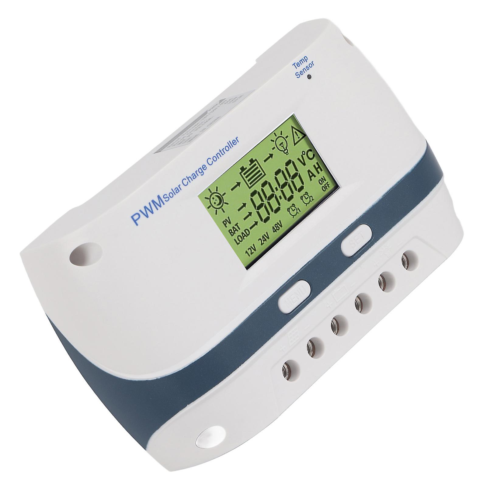 PWM Solar Charge Controller 60A 12V 24V 48V IP32 Waterproof Parameters Adjustable Temperature Compensation LCD Display 