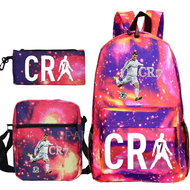 أزياء Cr7 3 قطع مجموعات على ظهره Mochila الطلاب الجدد القدرات حقائب مدرسية حقيبة سفر حقيبة (حقيبة ظهر حقيبة الكتف حقيبة القلم)