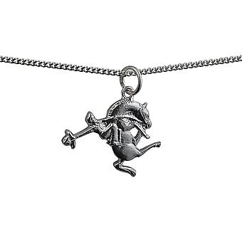 Silver 19x16mm Rodeo Pendant with a curb Chain 24 inches