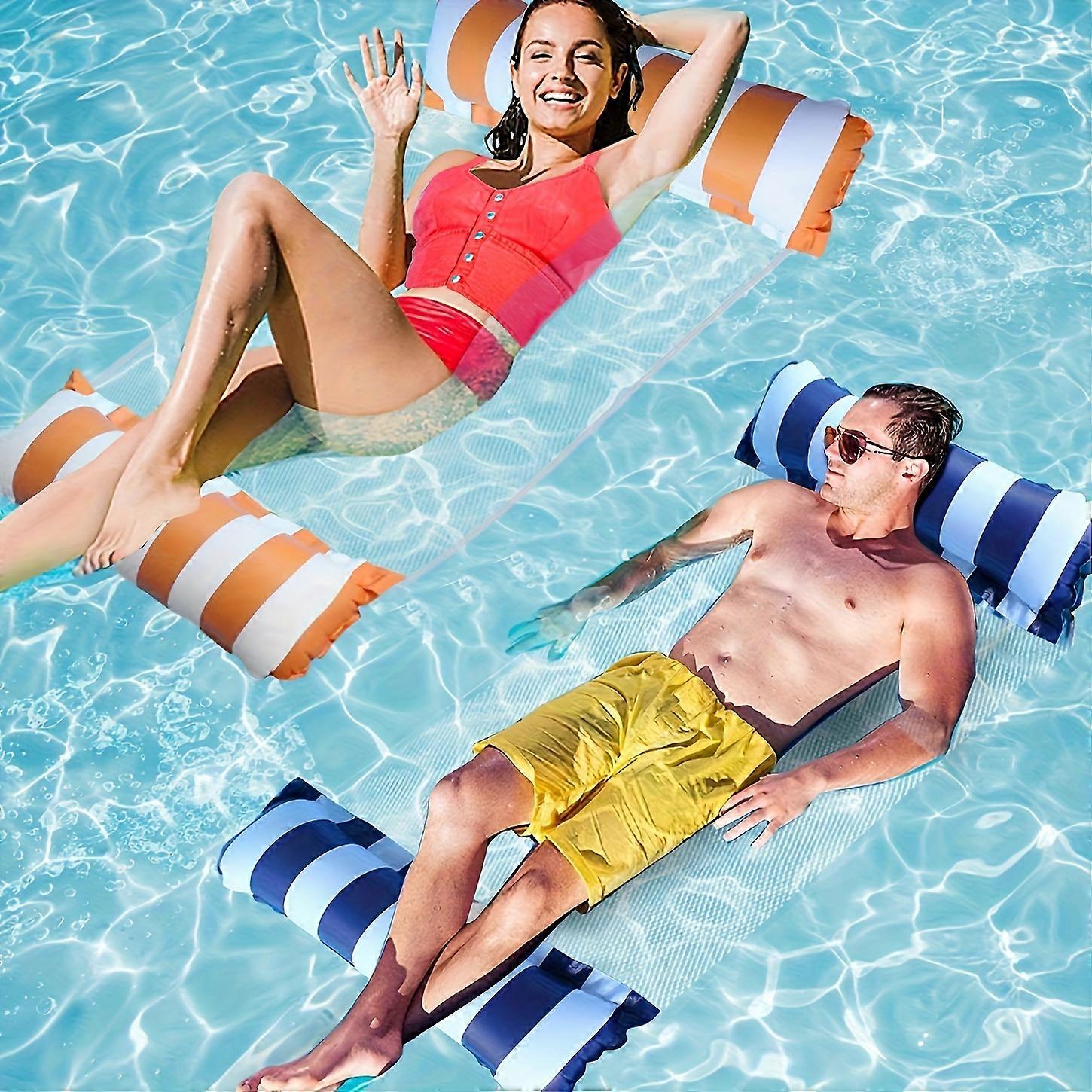 2pcs Multi-Purpose Inflatable Water Hammock Lounge Chair for Adults - Perfect for Relaxing in the Pool - Includes Drifter and Hammock - No Inflator Ne