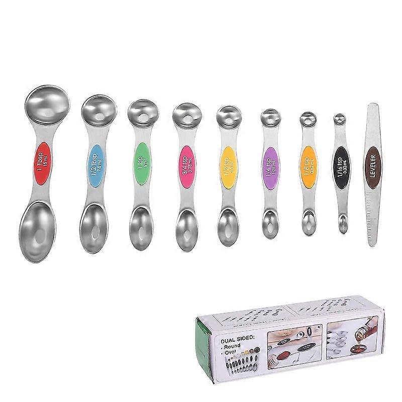 9pcs/set, Magnetic Measuring Spoon, Stainless Steel Measuring Spoon, Coffee Measuring Spoon, Baking Tools, Household Food Grade Graduated Measuring Sp