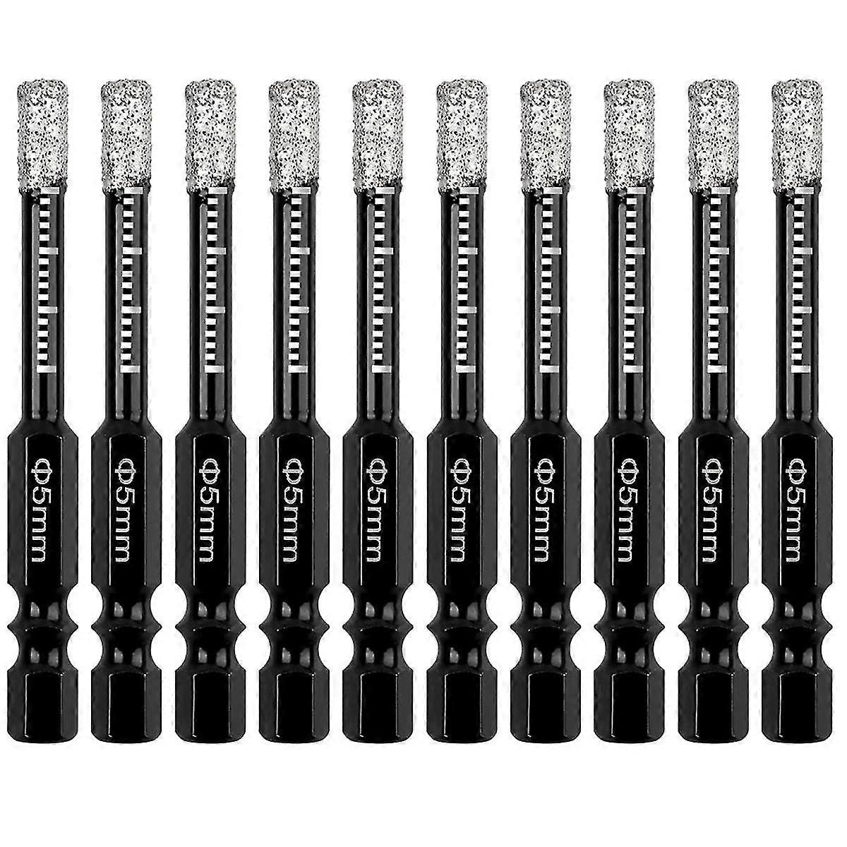 10Pcs Dry Diamond Drill Bits Set,3/16In Hex ShankTile Core Drill Bit for Tile Ceramic GraniteMarble