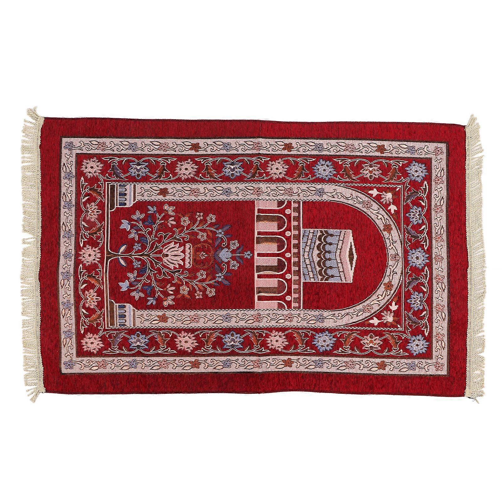 מוסלמי מוסלמי שטיח תפילה בסגנון אתני אופנתי שטיח תפילה מתנה לרמדאן לגברים נשים אדום