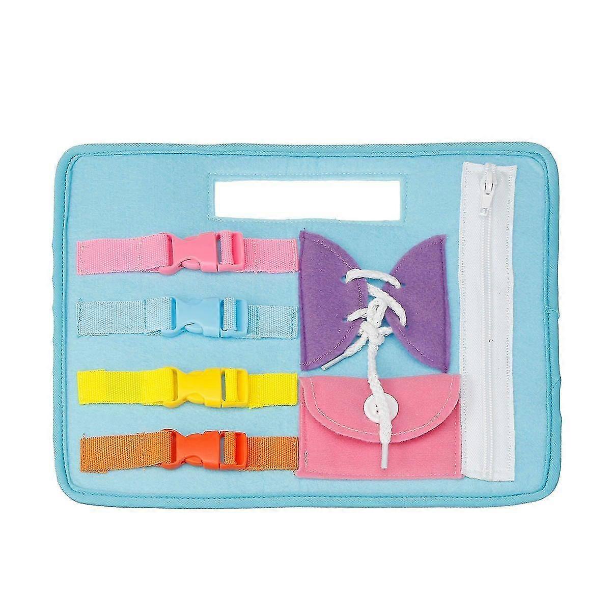 Kids Boys Girls Basic Skills Board Developmental Toys Learn to Snap Zip Tie Shoe Laces Educational T
