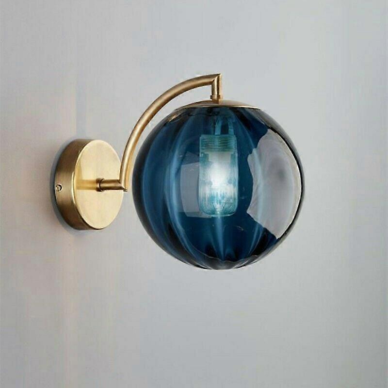Nouveau Nordic Modern Applique Murale 15CM Boule De Verre Bleu Applique Applique Luminaire Support En Mtal Applique (Bleu)