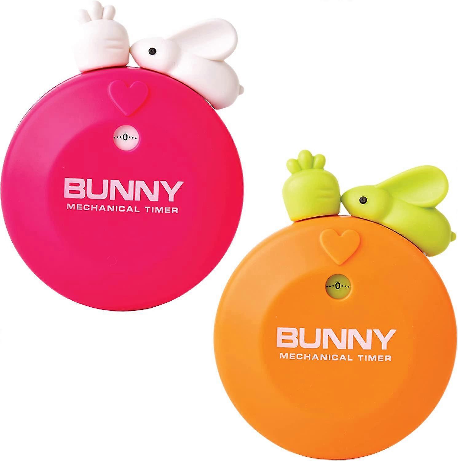 2Pcs Timer for Kids,Magnetic Kitchen Timer,60-Minute Visual Timer,Cute Mechanical Timers for Classroom,Cooking,Reading,Gym,(Rabbit),2024 Ping