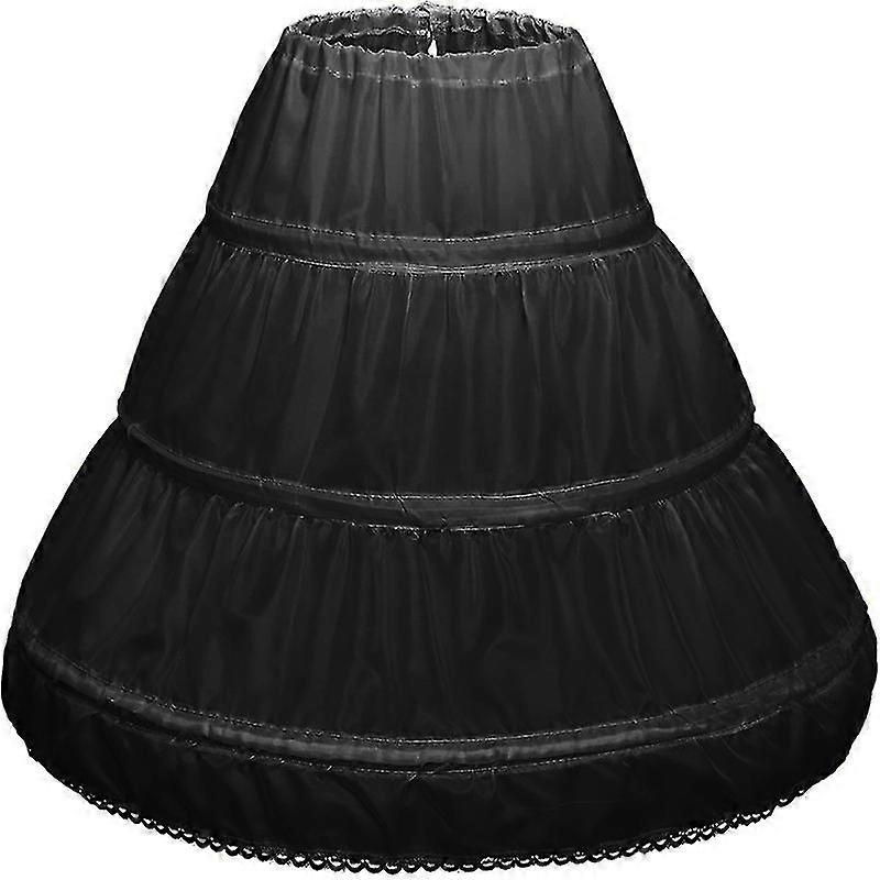 Girls' 3 Hoops Petticoat Full Slip Flower Girl Crinoline Skirt For 2-12 Years