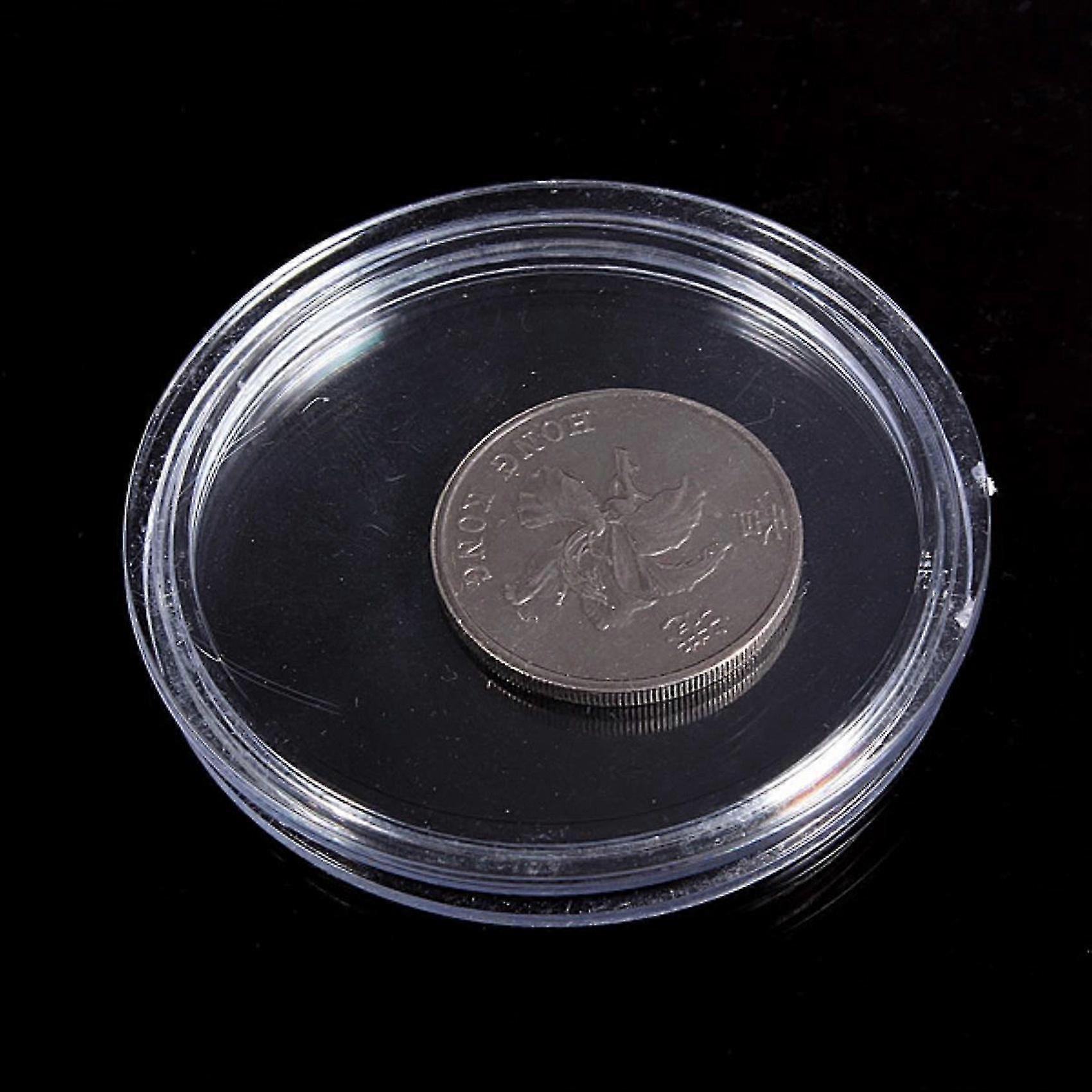 30 Pcs Small Round Transparent Plastic Coin Capsules Box 27mm