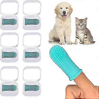 Dog Toothbrush, 6 Pcs 360 Dog Finger Toothbrush With Storge Case, Nontoxic