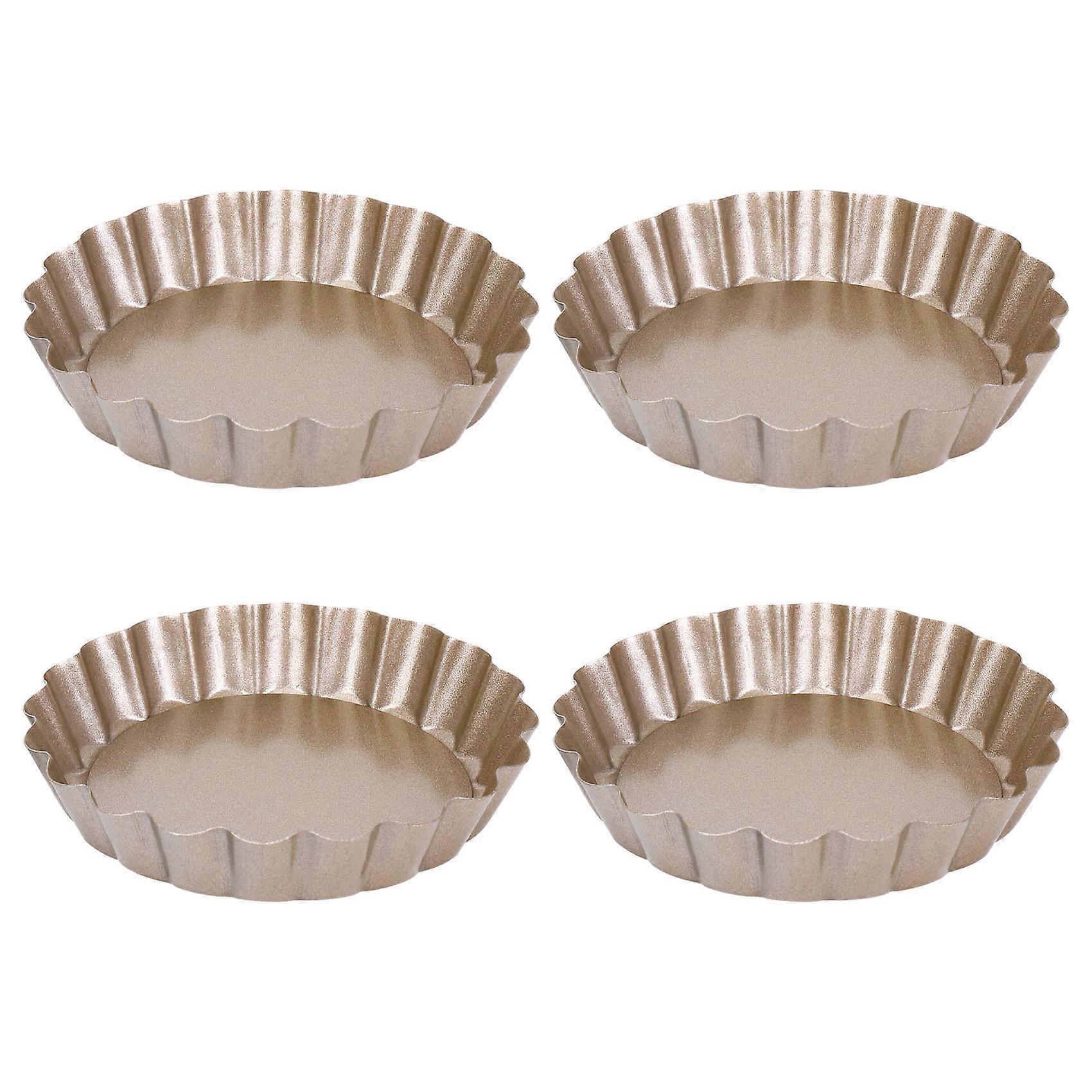 Tart , 4 Inch Mini Quiche Removable Bottom Non-Stick Tin, for Oven Baking Carbon Steel .(4 Packs)