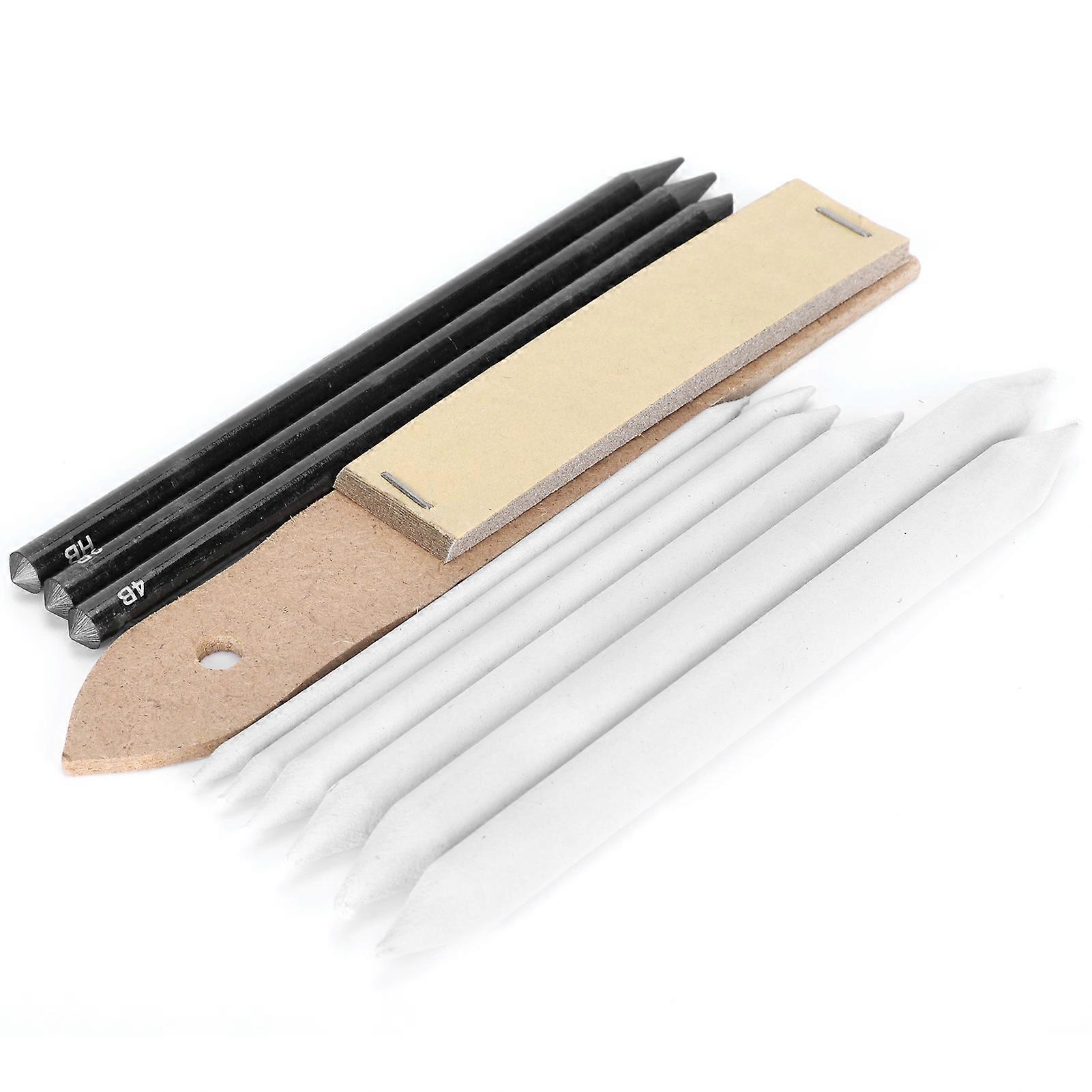 10Pcs Charcoal Sketch Drawing Tool with Sandpaper Blending Stump Paiting Supplies