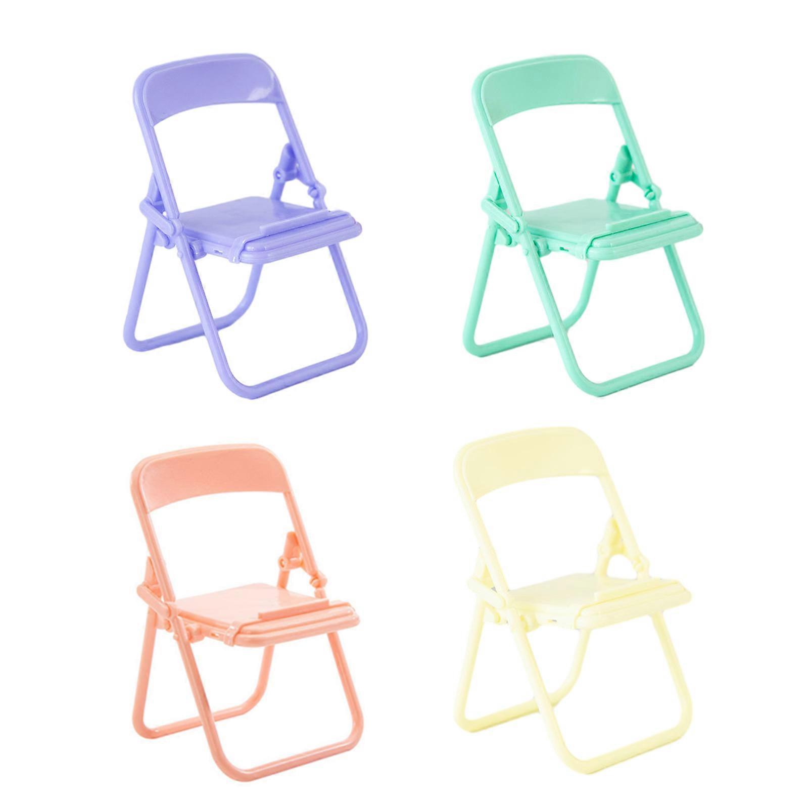 4Pcs Mini Folding Chair Shape Phone Stand Multi-Angle Adjustables Phone Bracket for Home Study Office