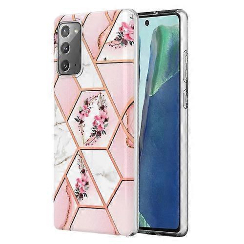 For Samsung Galaxy Note20 Electroplating Splicing Marble Flower TPU Phone Case