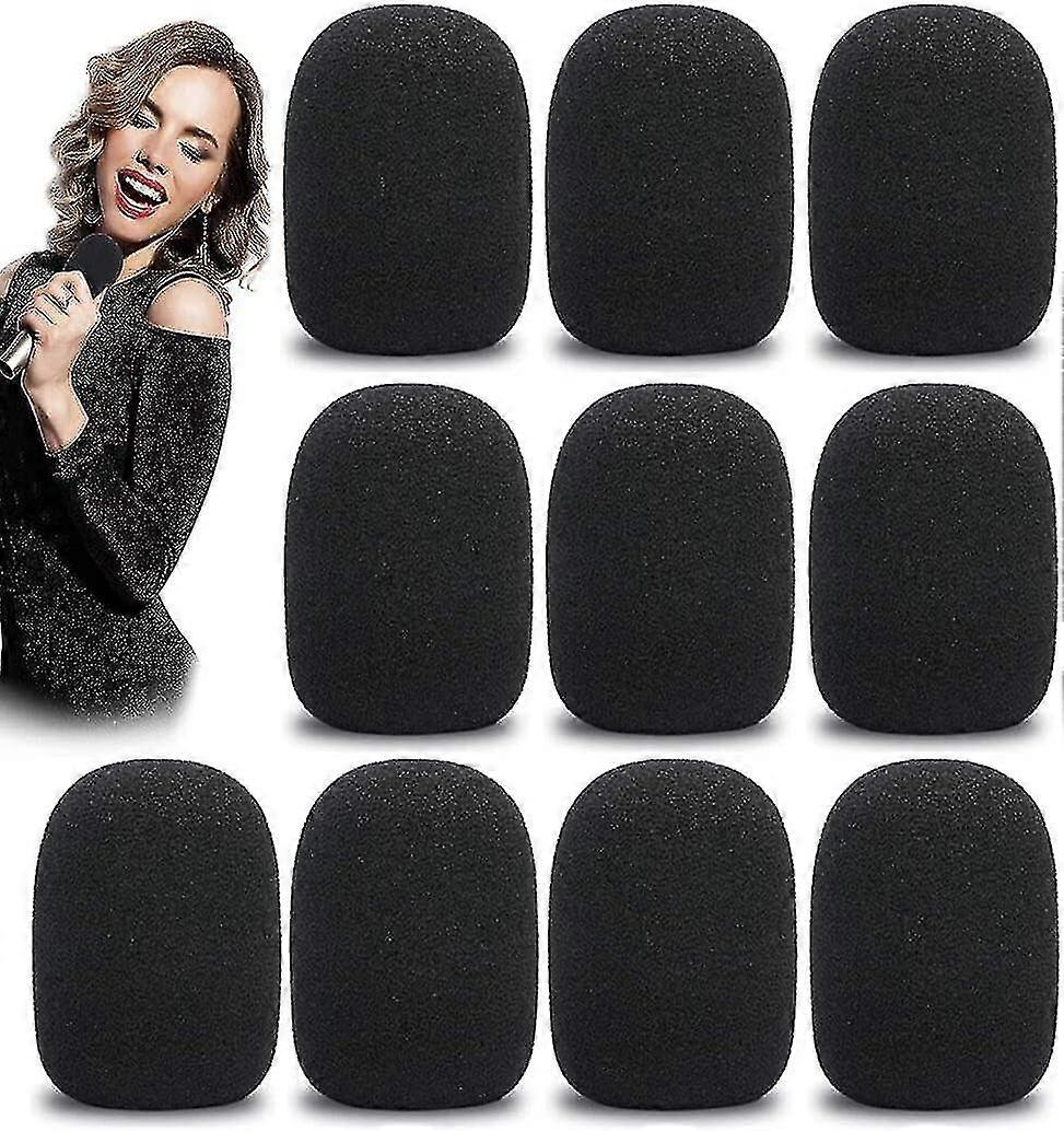 10stk Mikrofon Forrude, Mikrofon Skum Beskyttelsesdæksel, Genanvendelig og vaskbar, Mikrofon Forrude (sort)