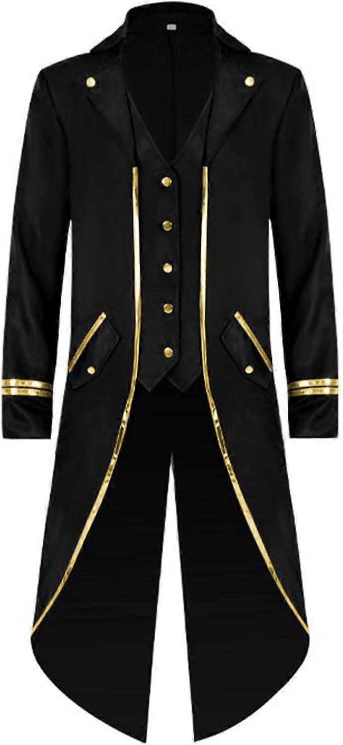 Mens Steampunk Medieval Jacket, Gothic Victorian Renaissance Tailcoat Vampire Halloween Costume Vintage Frock Coat