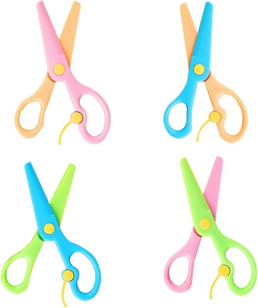 Set of 4 Kids Scissors Paper Scissors Craft Scissors Preschool Scissors Beginner Scissors Plastic Blade Craft for Kids 2 Years Old and Up,2024 Ping